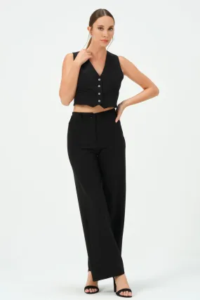 135-Grace Pants Wide Leg Black