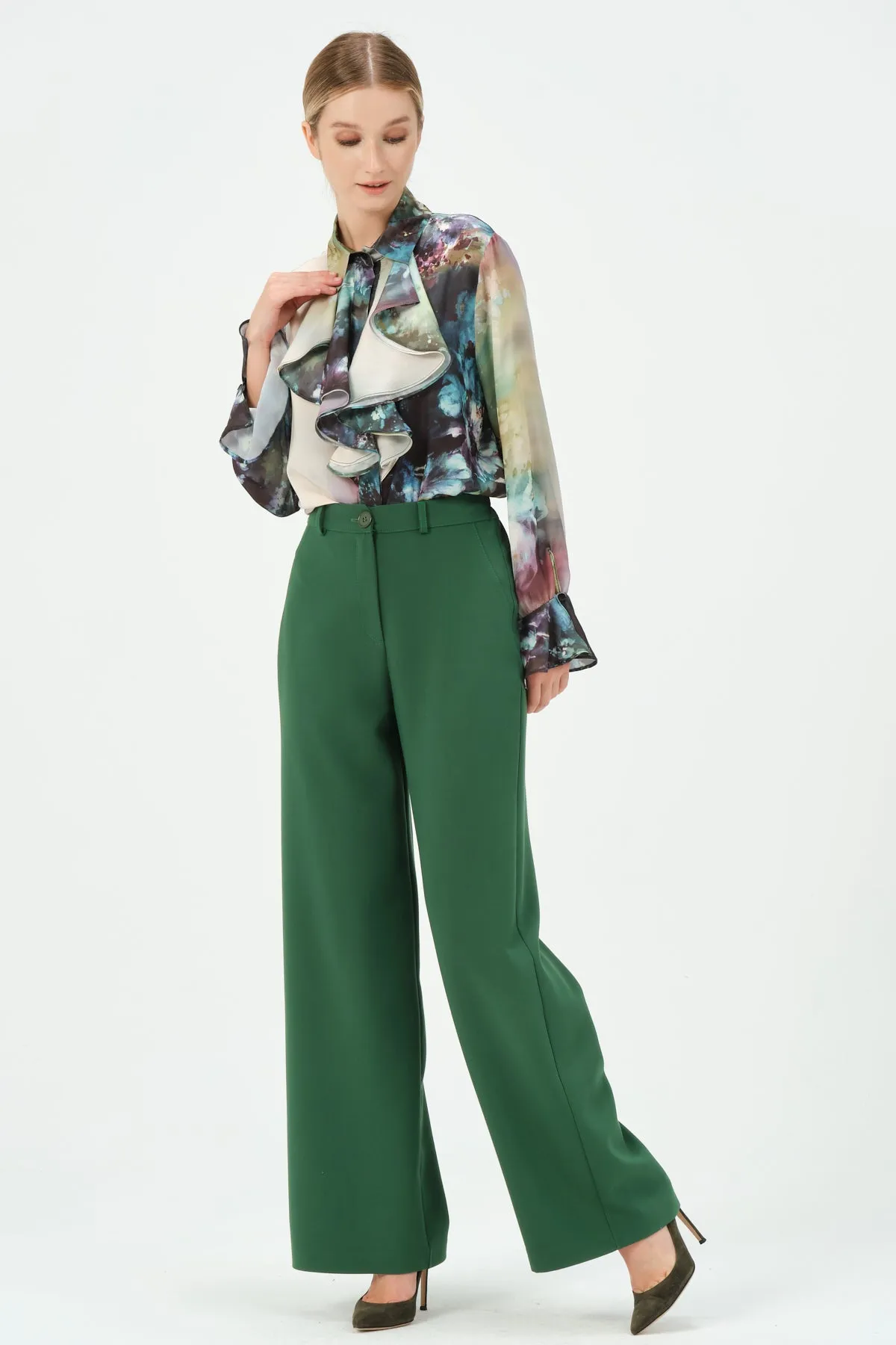 135-Grace Pants Wide Leg Green