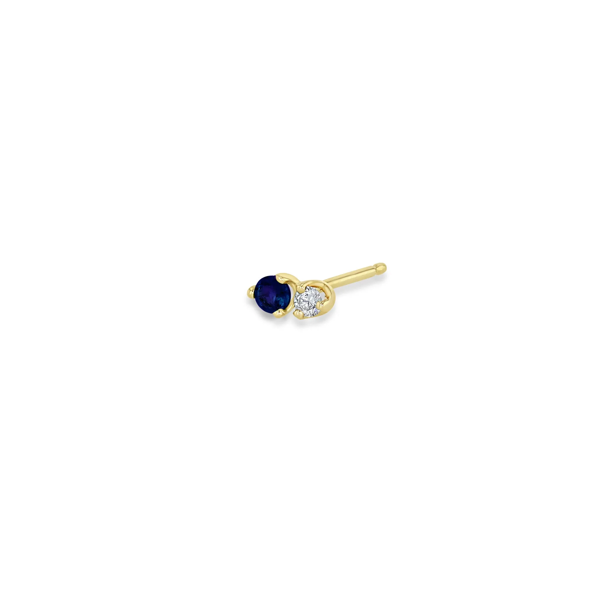 14k Mixed Prong Blue Sapphire & Diamond Studs