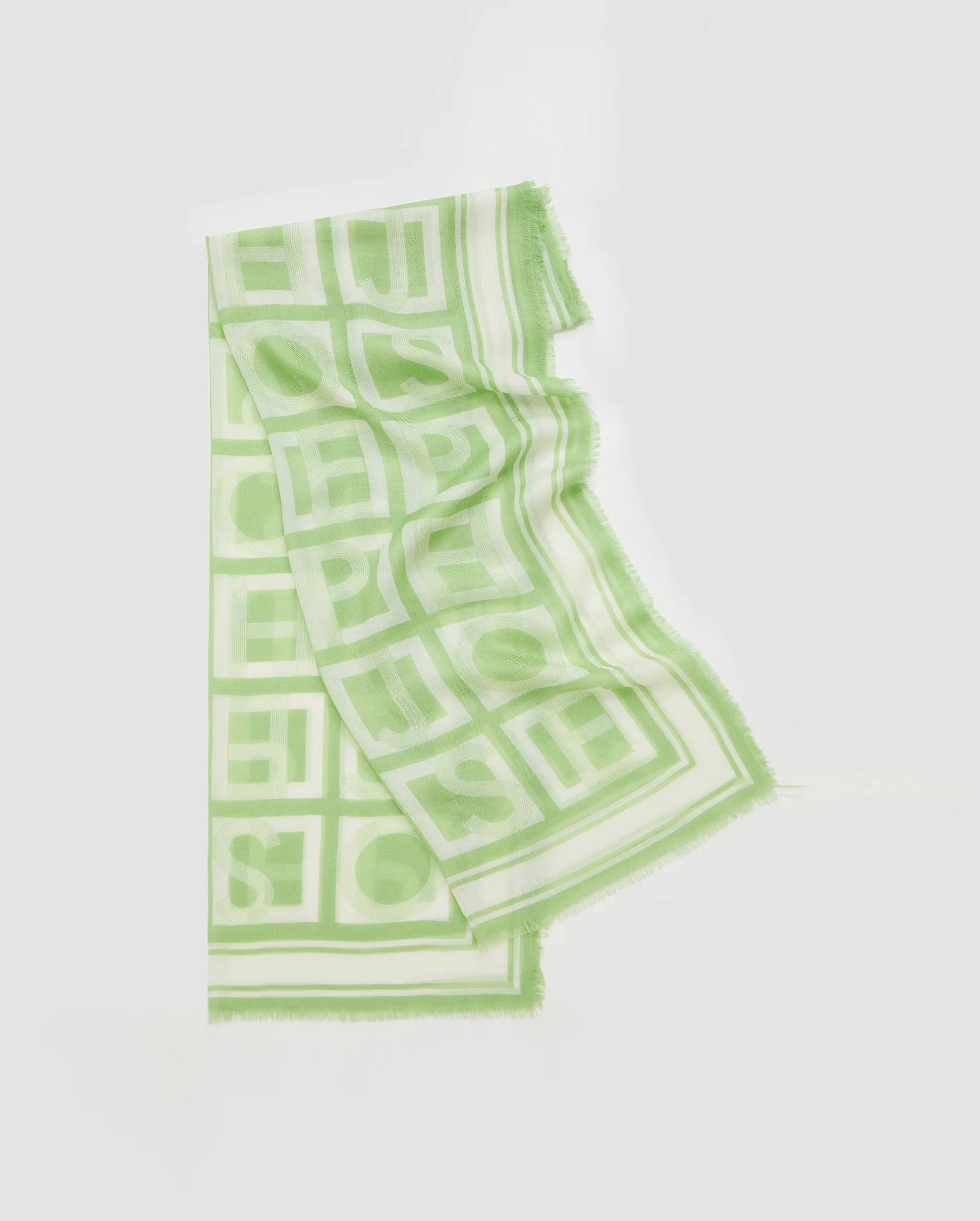 AGATHA SCARF ALPHABET PASHMINA / IVORY OLIVINE