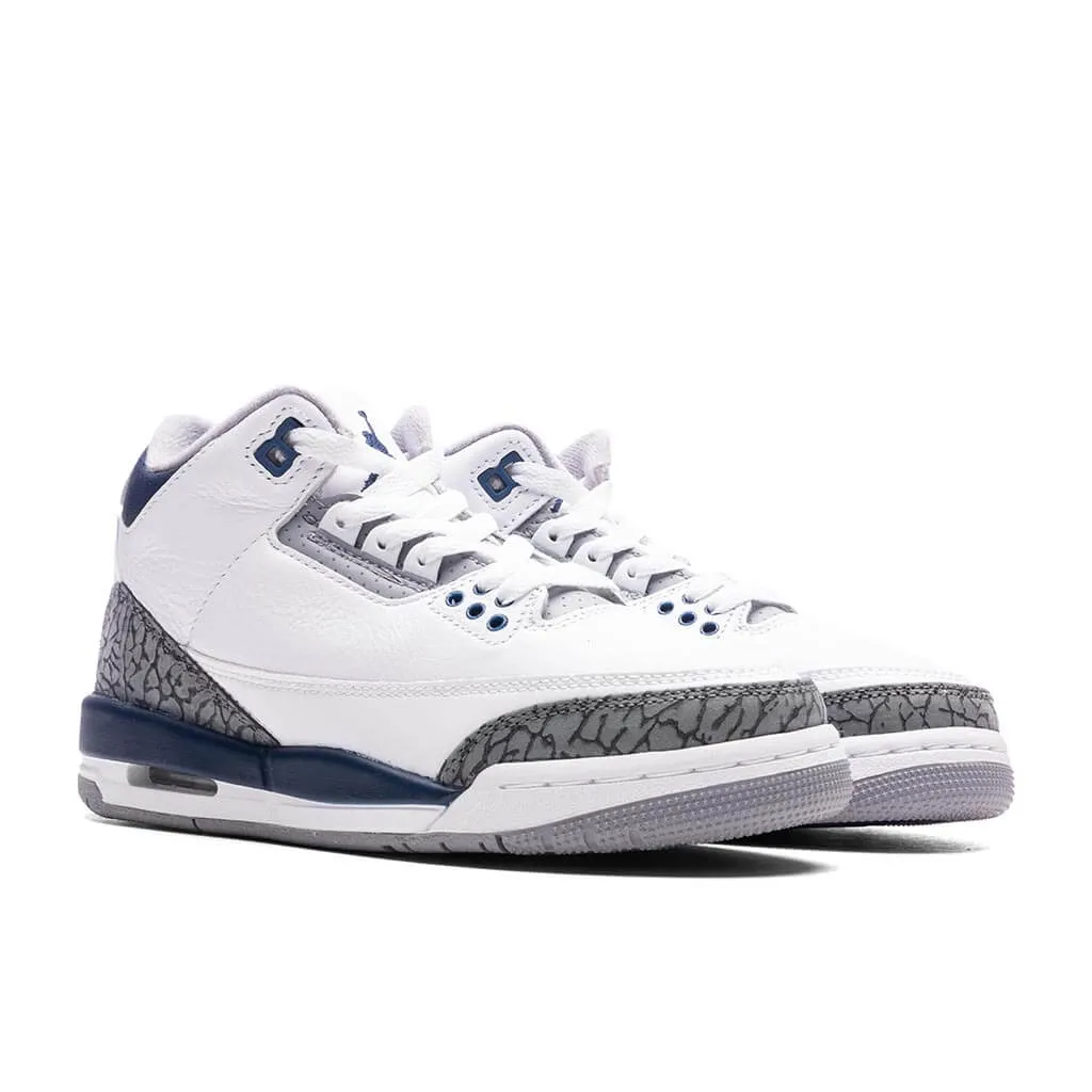 Air Jordan 3 Retro (GS) - White/Midnight Navy/Cement Grey