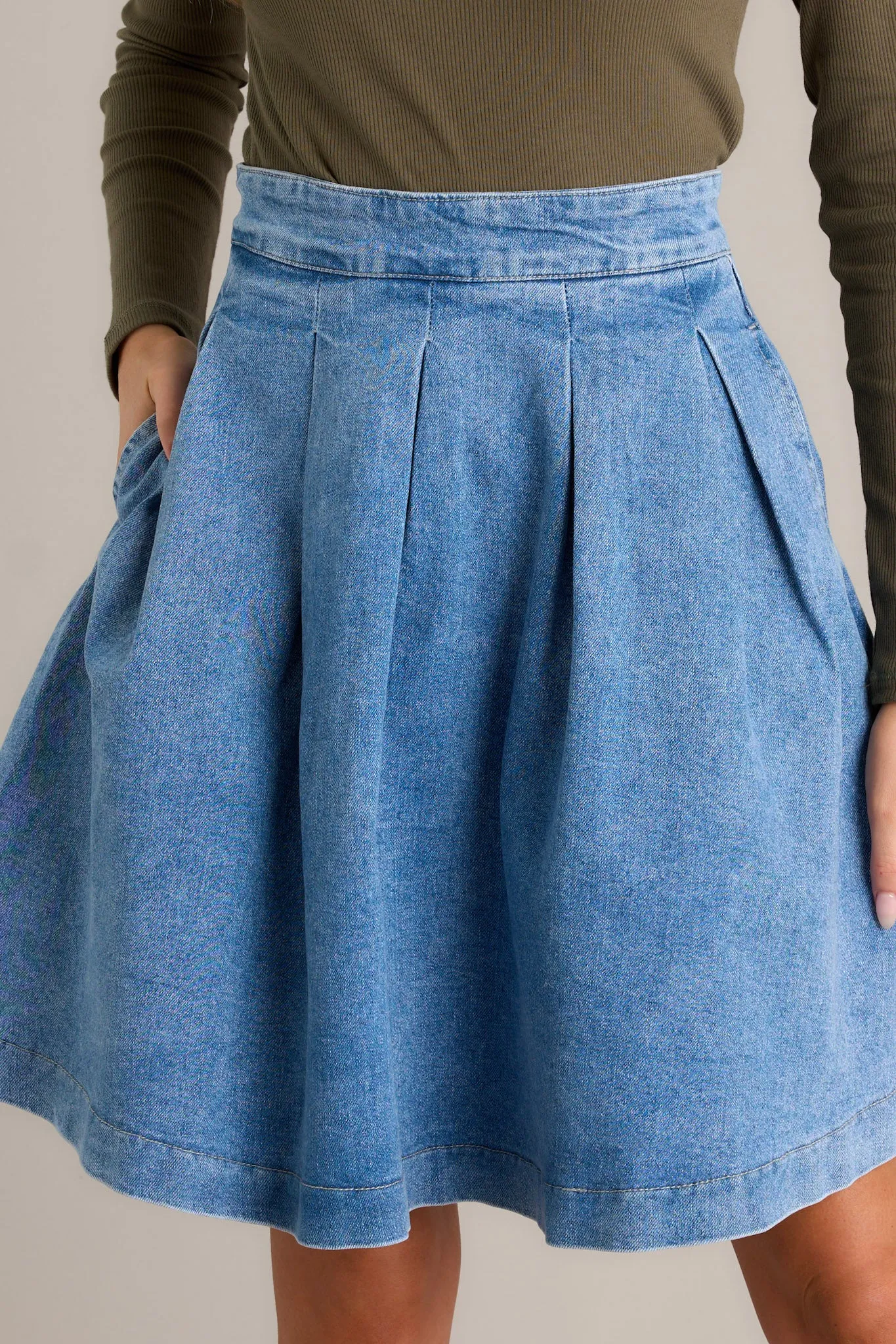 Aurora Grace Light Wash Mini Denim Skirt