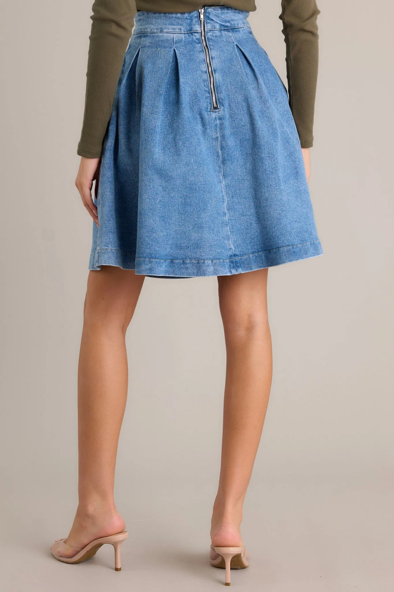 Aurora Grace Light Wash Mini Denim Skirt