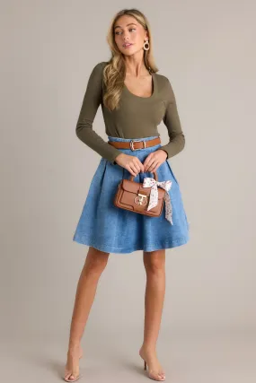 Aurora Grace Light Wash Mini Denim Skirt