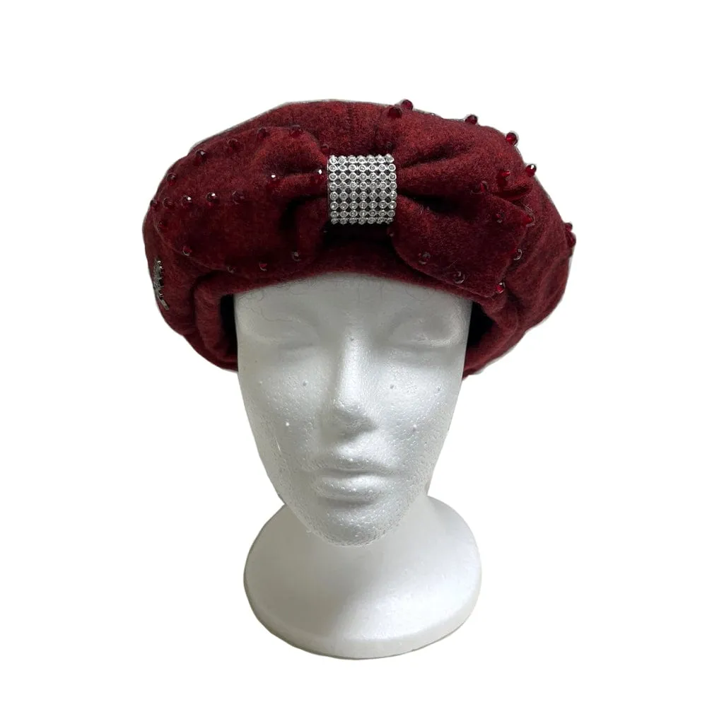 BE U | Wool Texture Ribbon Beret Hat