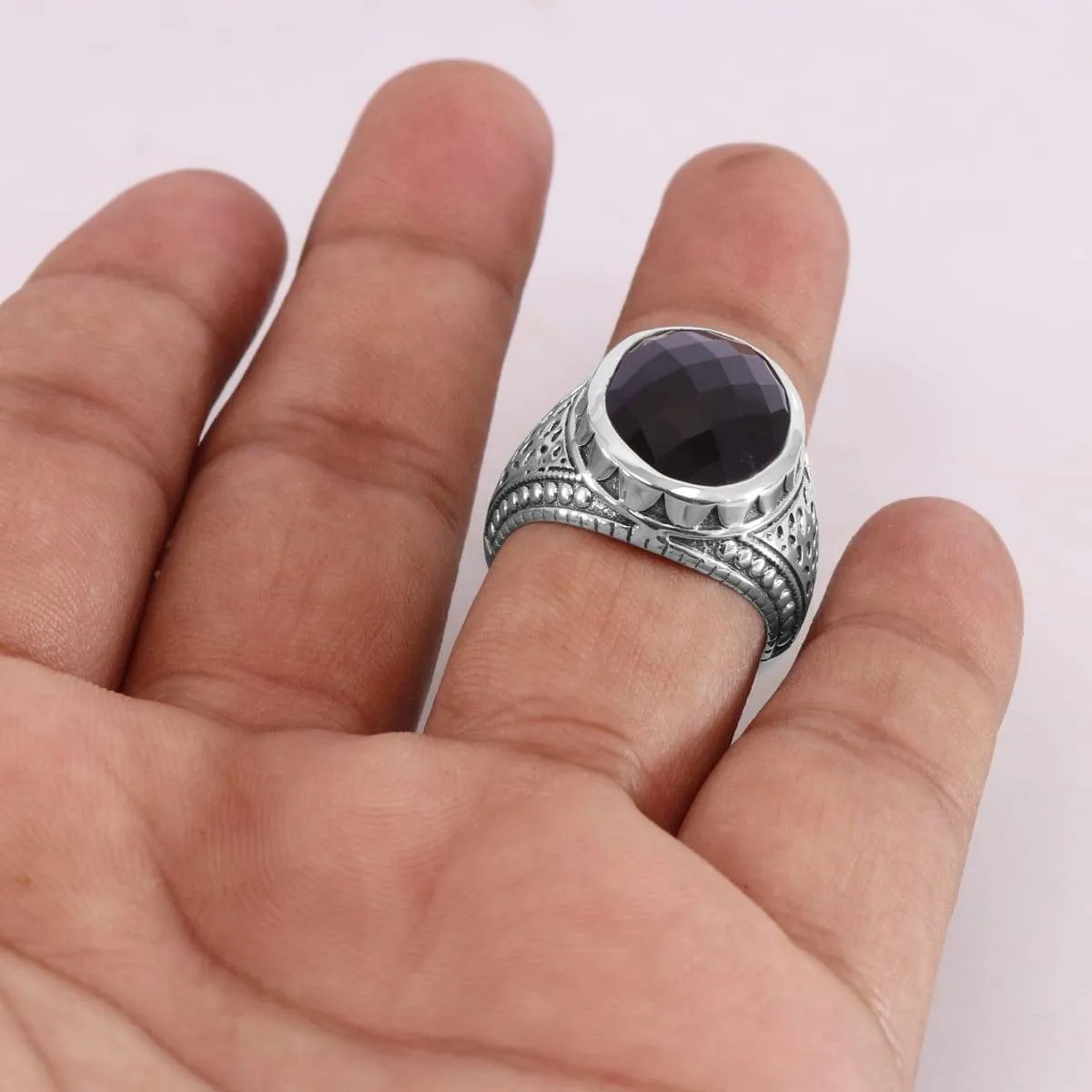 Black Onyx Ring 925 Sterling Silver Ring Onyx Ring Handmade Ring Gemstone Bezel Setting Ring For Men's