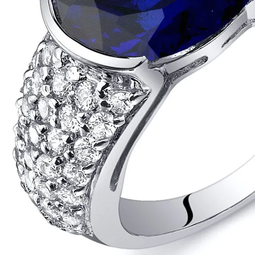 Blue Sapphire Oval Cut Sterling Silver Ring Size 5