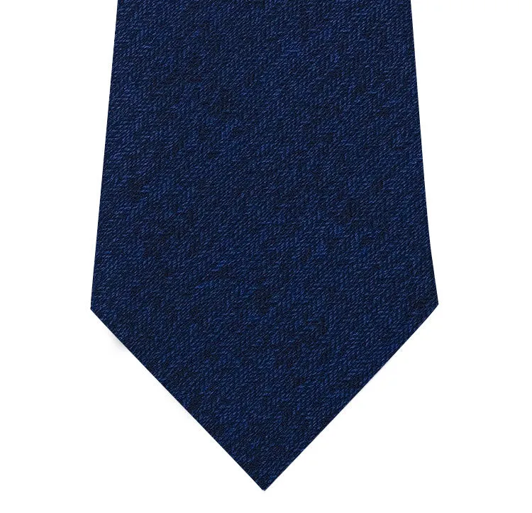 Blue Silk Tie with Herringbone Pattern