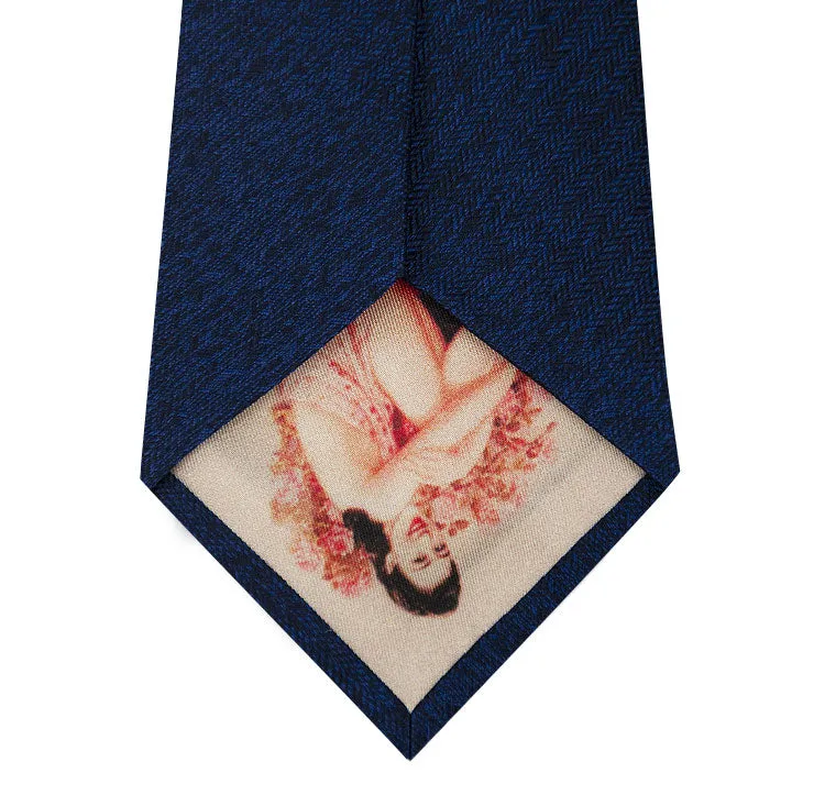 Blue Silk Tie with Herringbone Pattern