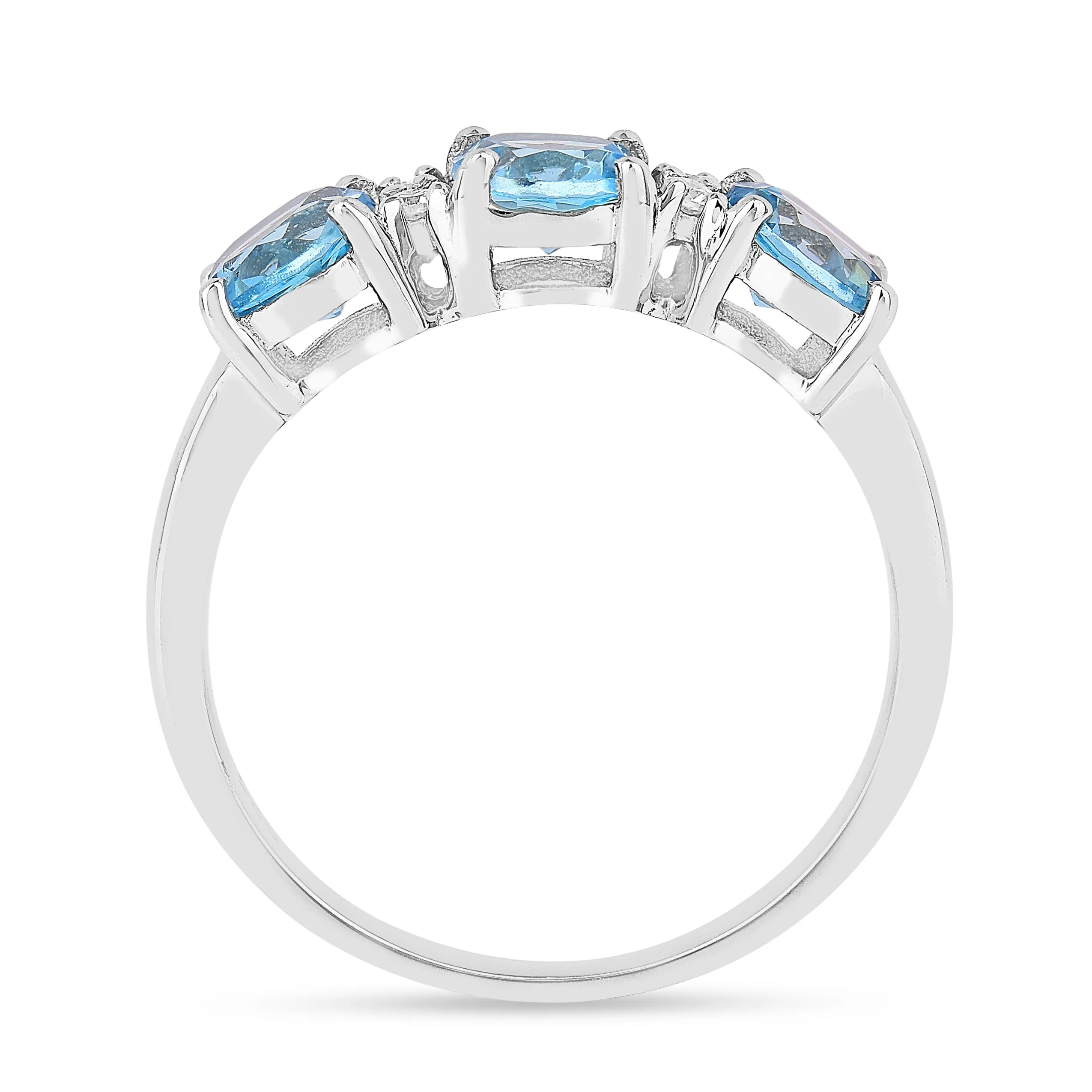 Blue Topaz Three Stone Ring