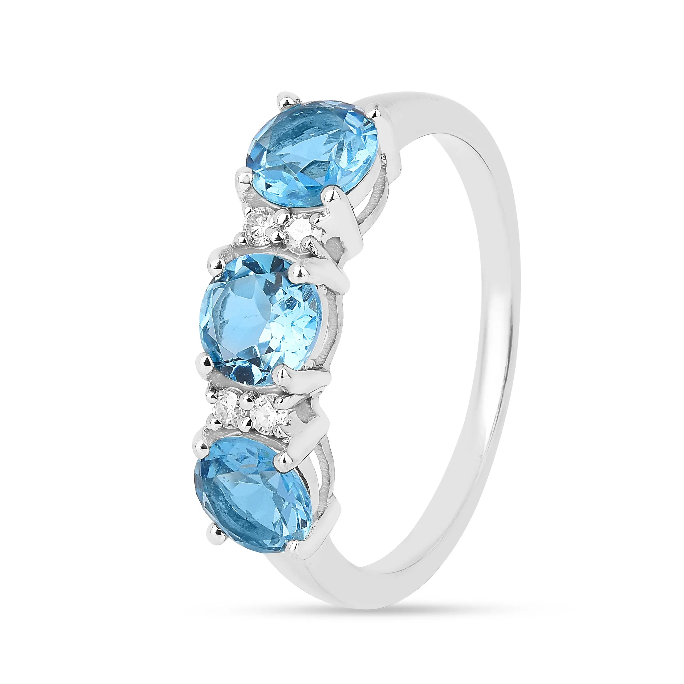 Blue Topaz Three Stone Ring