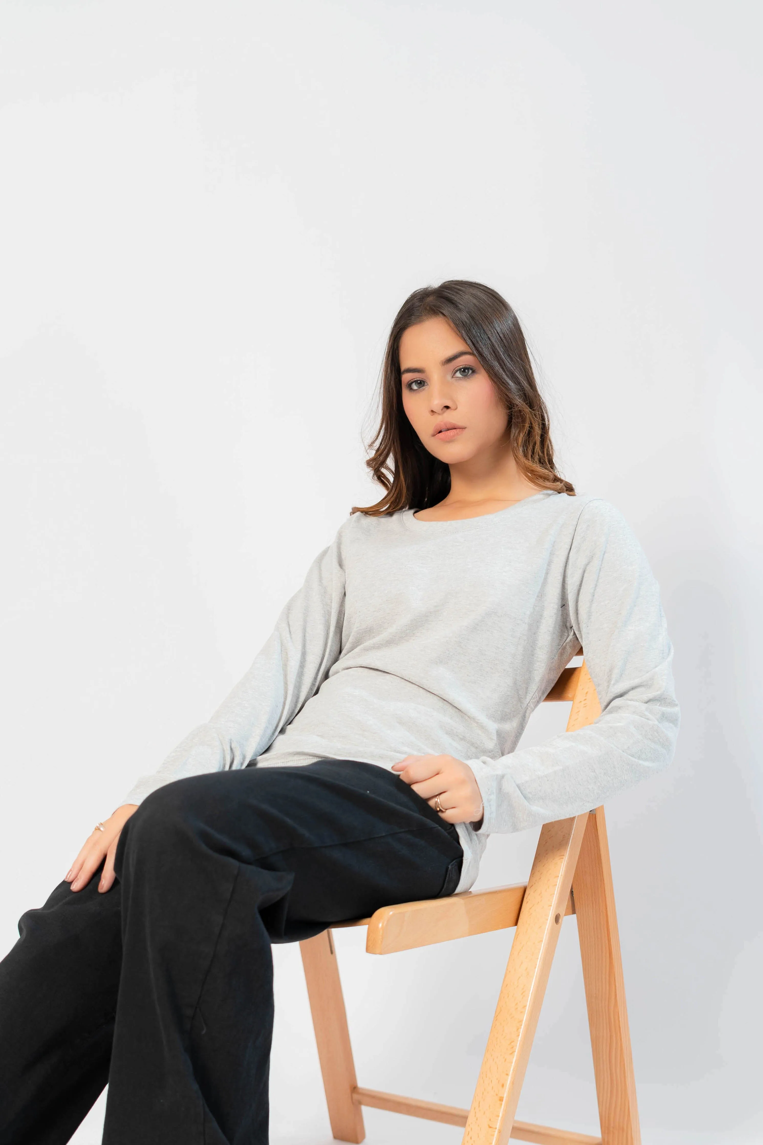 BYD Women's Long-Sleeve Tee: Elegance in 100% BCI Combed Cotton