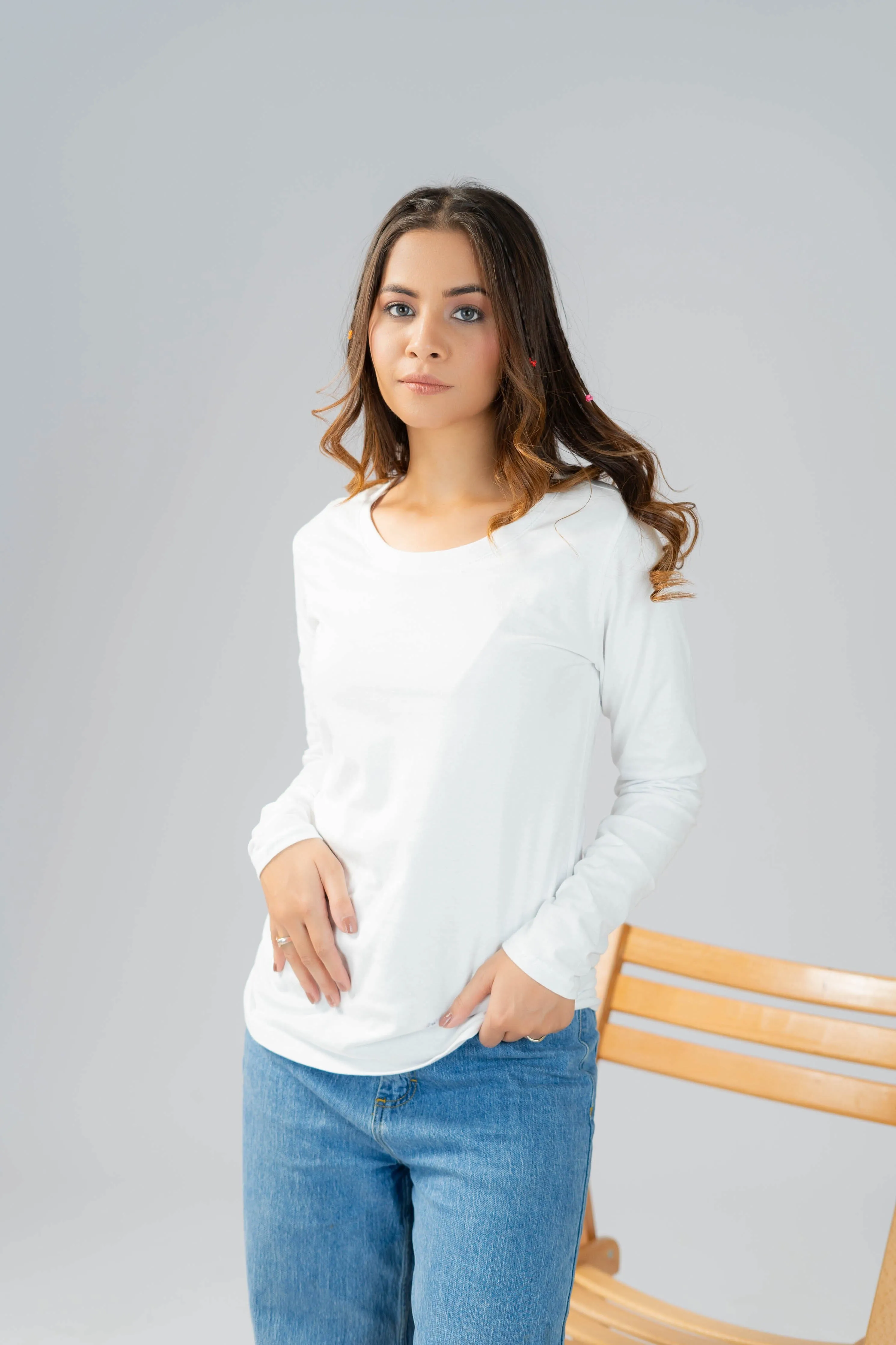 BYD Women's Long-Sleeve Tee: Elegance in 100% BCI Combed Cotton