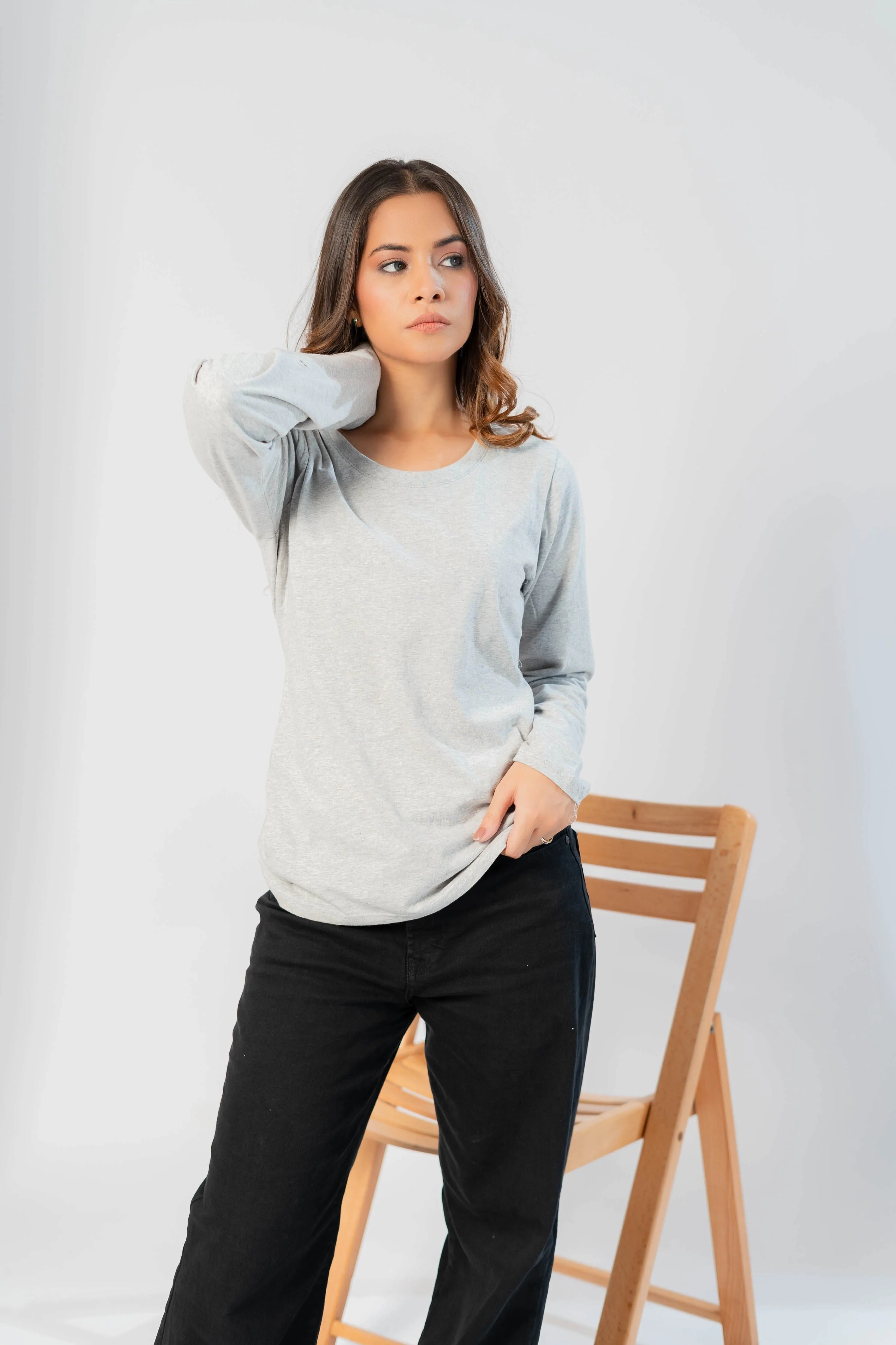 BYD Women's Long-Sleeve Tee: Elegance in 100% BCI Combed Cotton