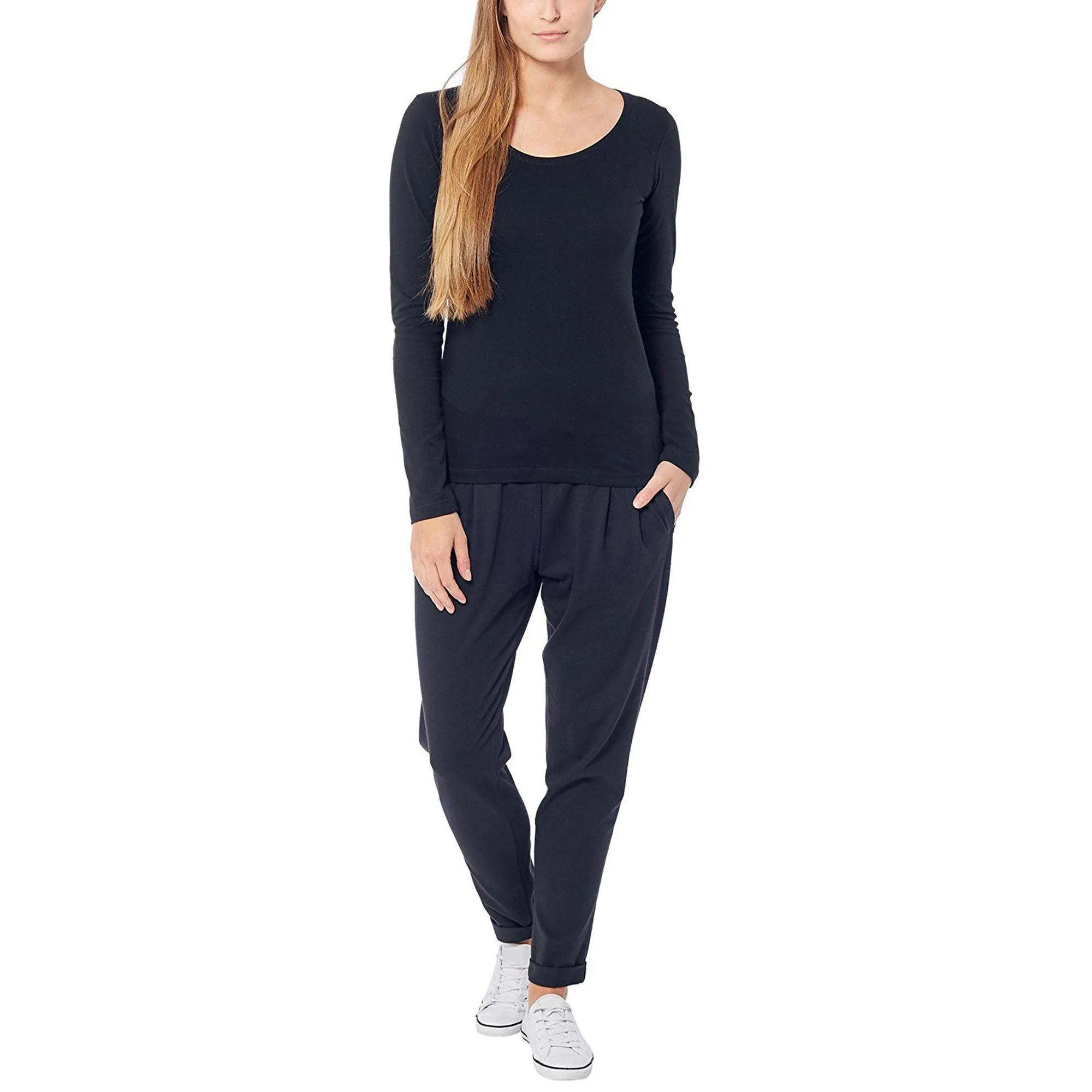 BYD Women's Long-Sleeve Tee: Elegance in 100% BCI Combed Cotton