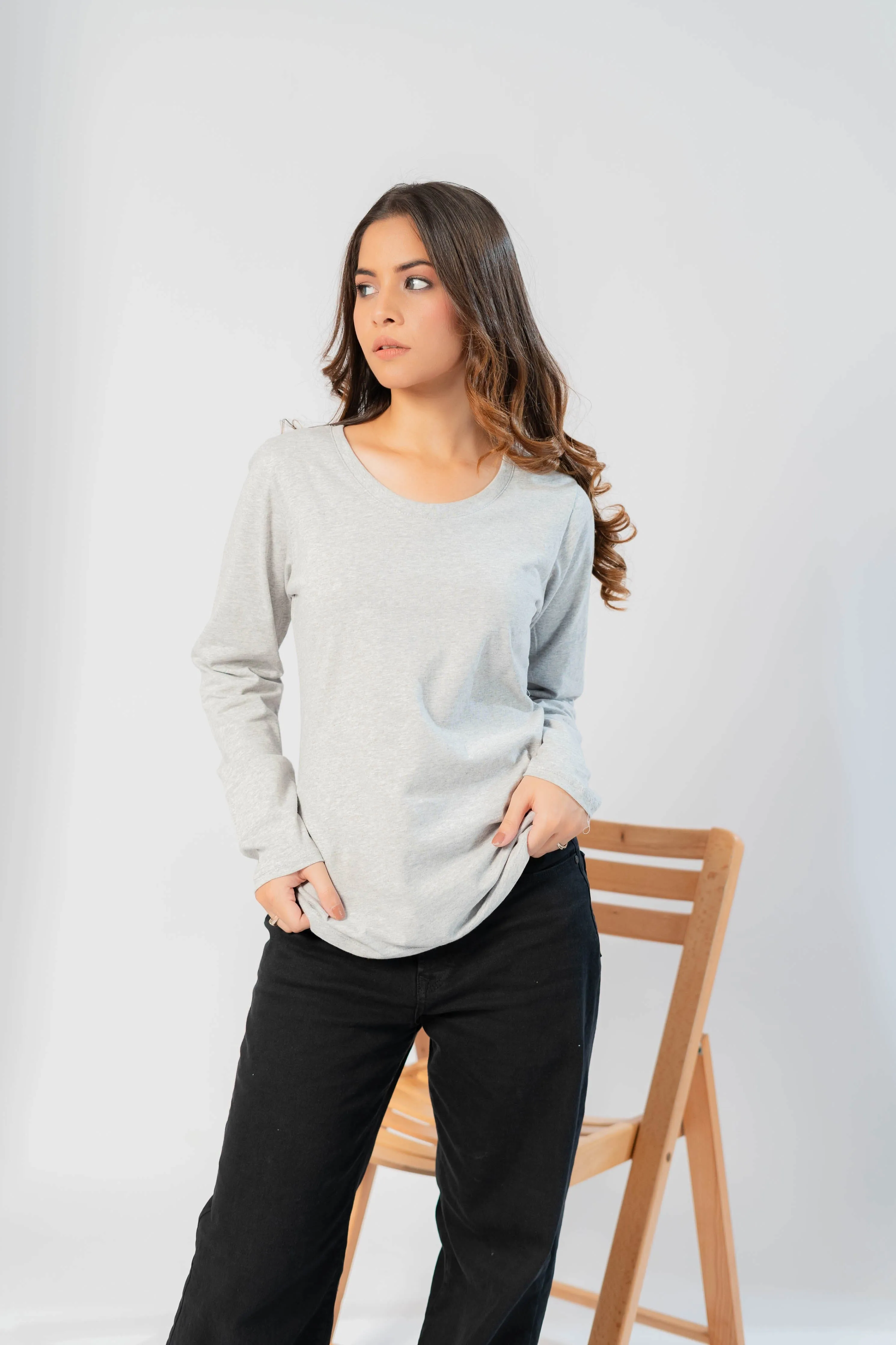 BYD Women's Long-Sleeve Tee: Elegance in 100% BCI Combed Cotton