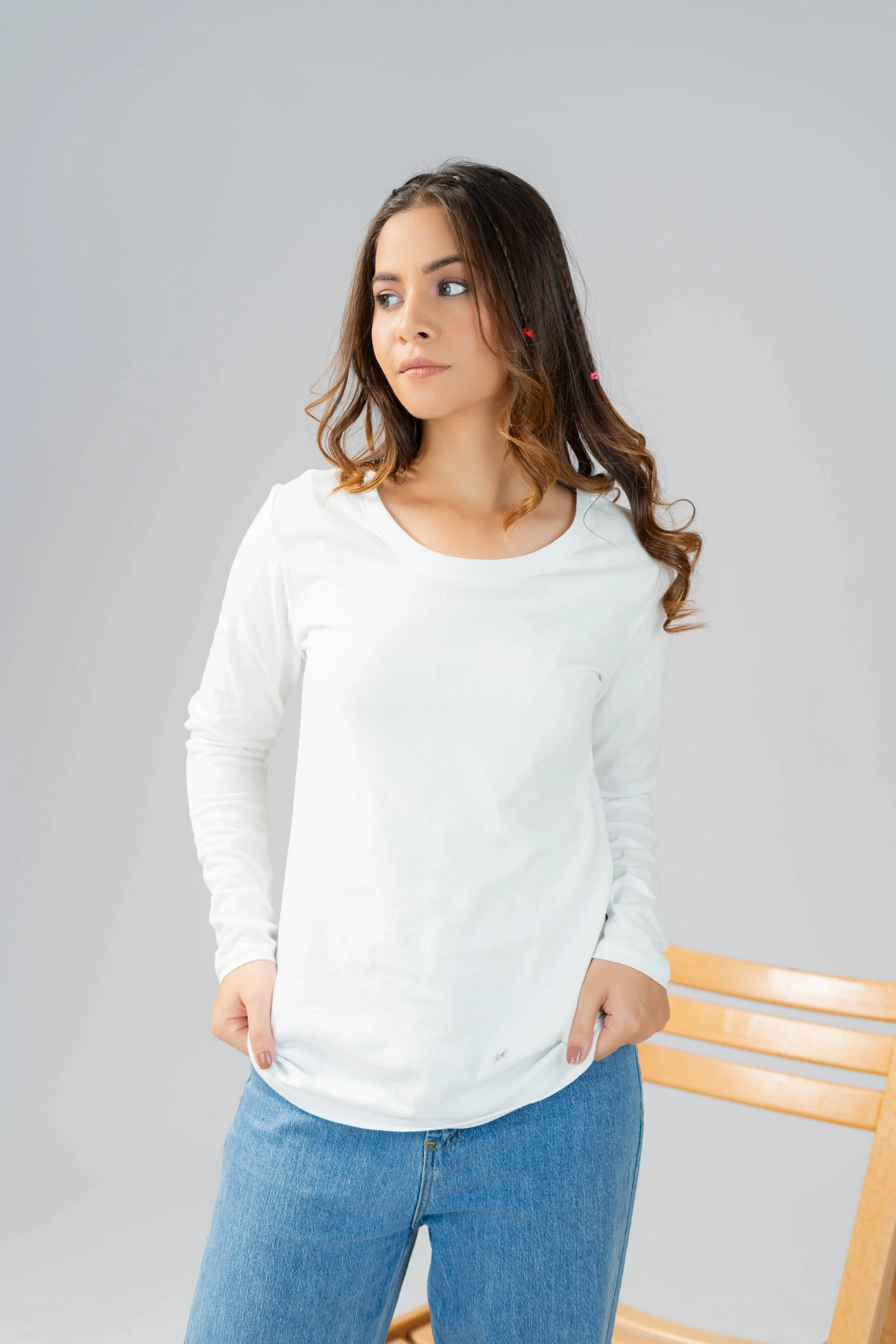 BYD Women's Long-Sleeve Tee: Elegance in 100% BCI Combed Cotton