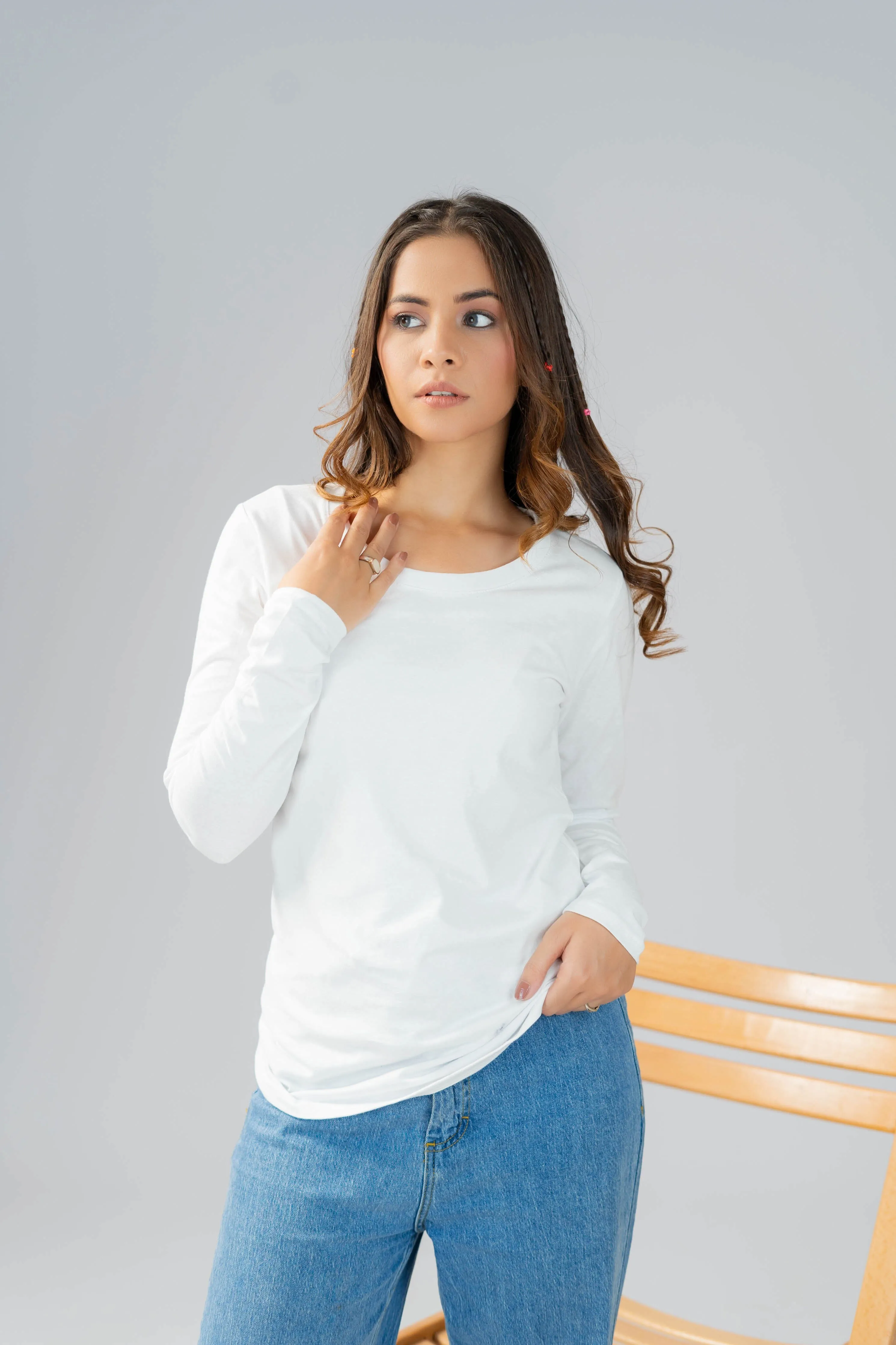 BYD Women's Long-Sleeve Tee: Elegance in 100% BCI Combed Cotton