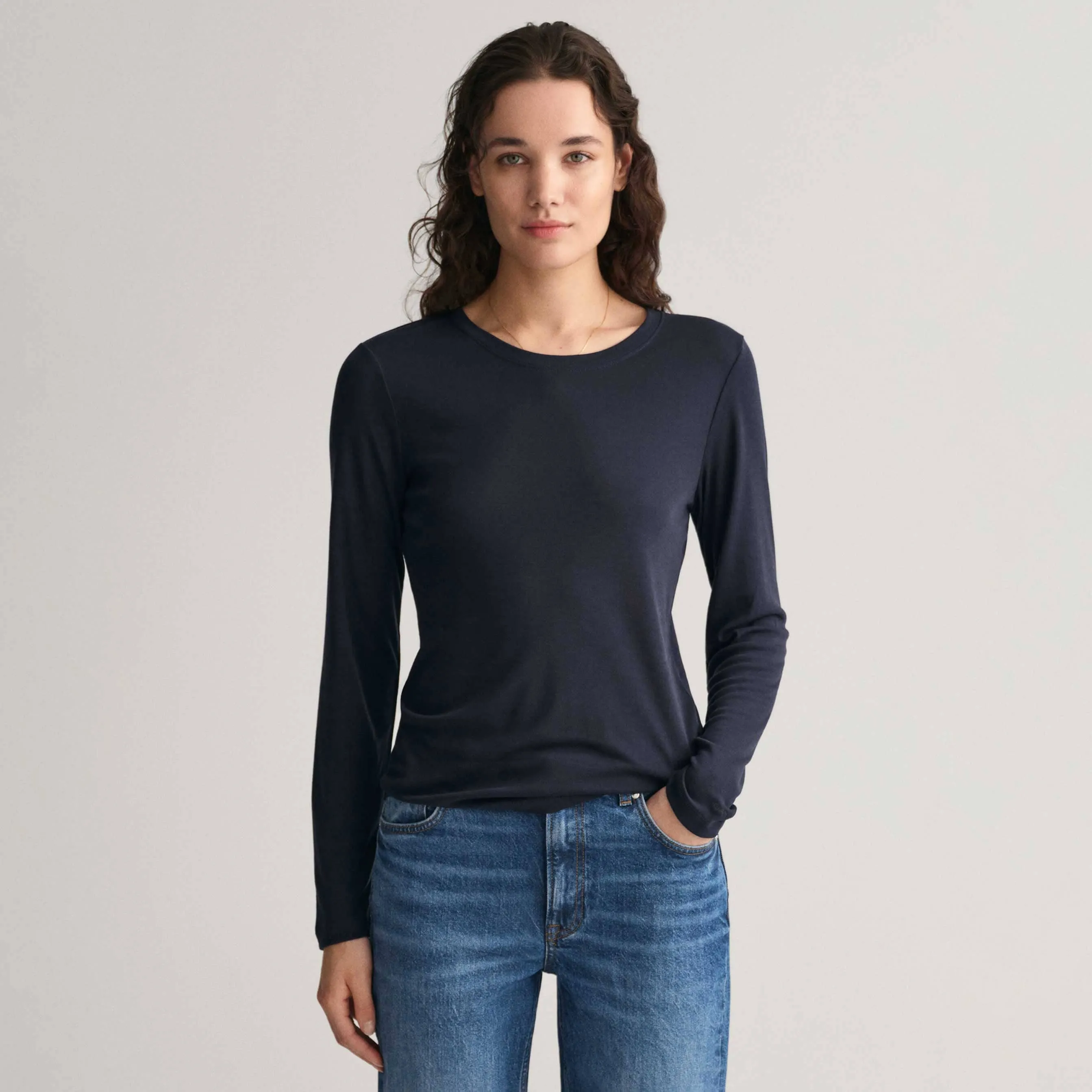 BYD Women's Long-Sleeve Tee: Elegance in 100% BCI Combed Cotton