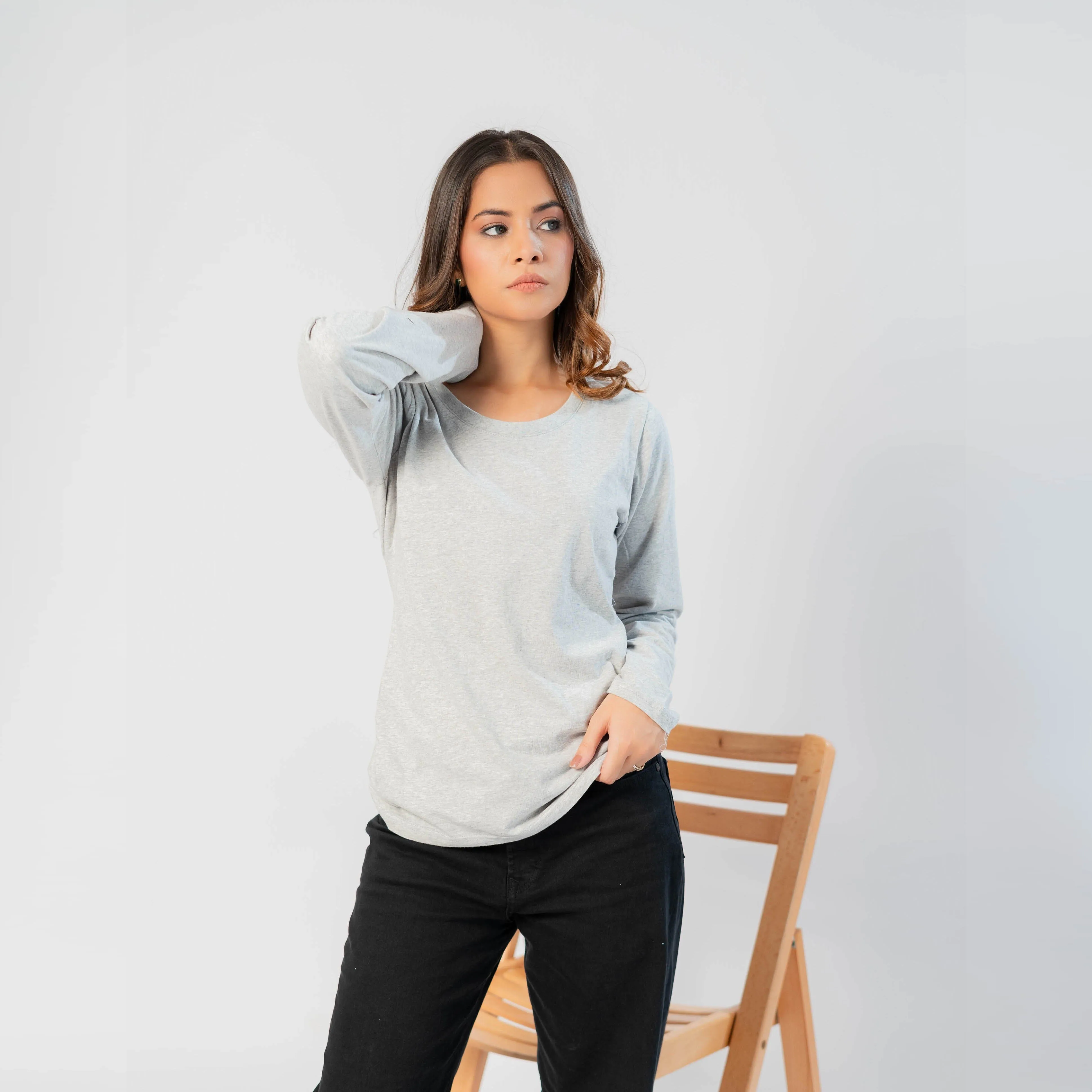 BYD Women's Long-Sleeve Tee: Elegance in 100% BCI Combed Cotton