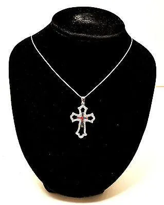 Christian Cross Pendant With Colored Gemstones 4#