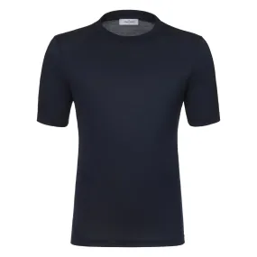 Cotton Crew-Neck T-Shirt in Navy Blue