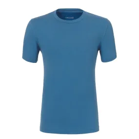 Crew-Neck Jersey-Cotton T-Shirt in Sky Blue