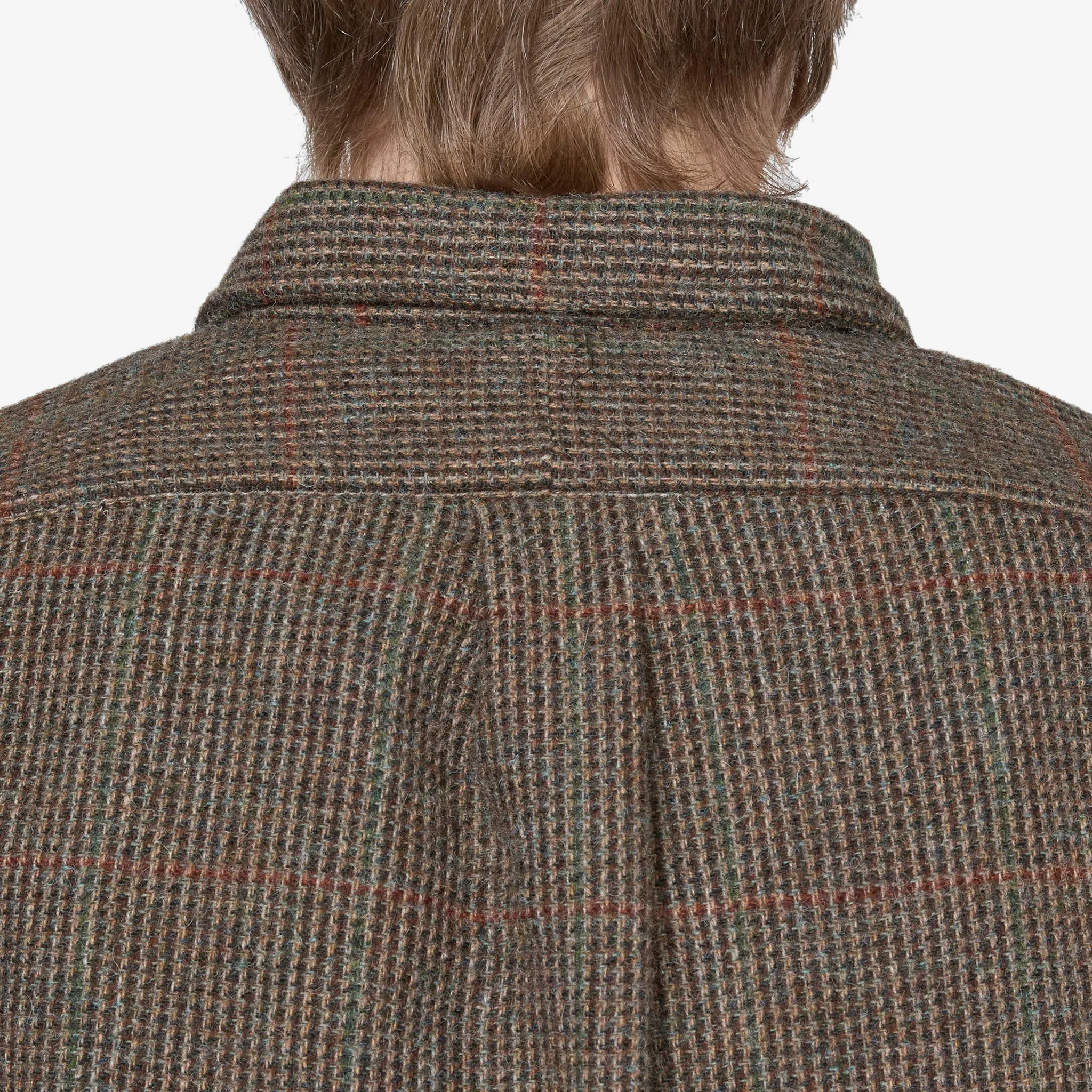 Custom Fit Suede-Patch Plaid Wool Shirt 6184 Brown | Loden Multi