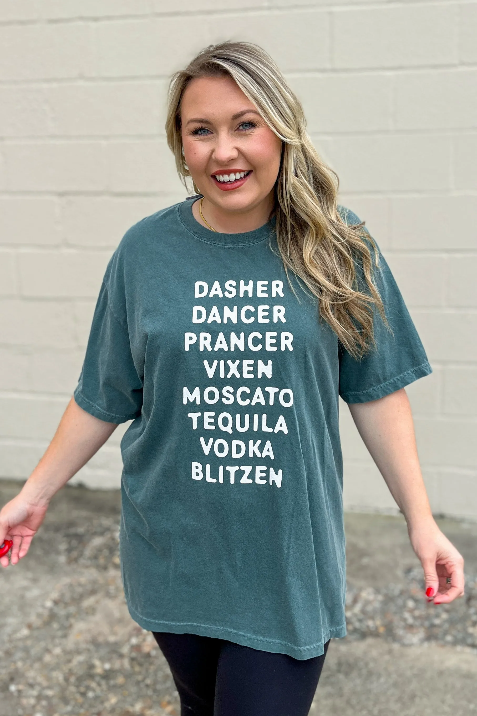 Dasher Dancer Graphic Tee, Blue Spruce