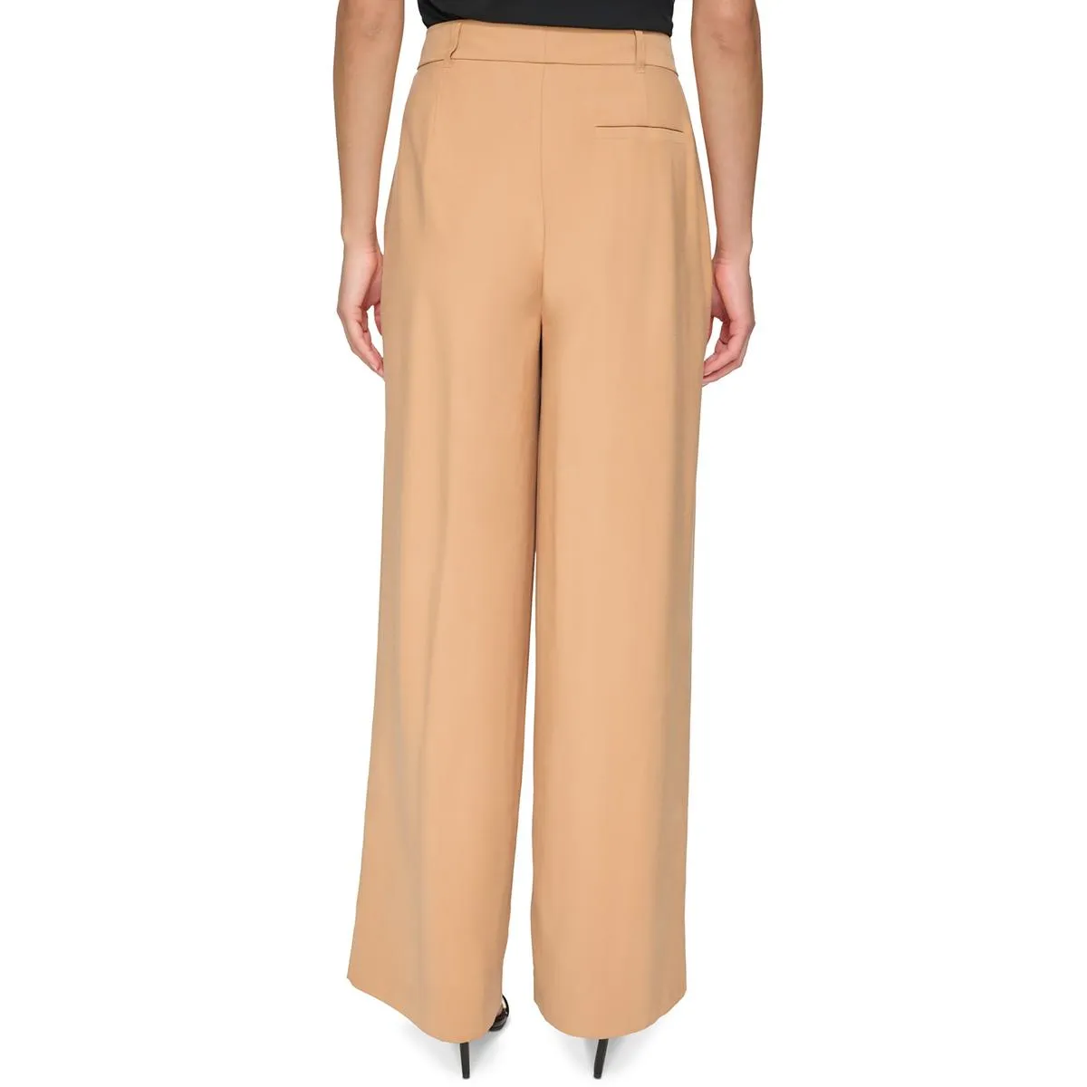 DKNY Womens High Rise Pleated Wide Leg Pants