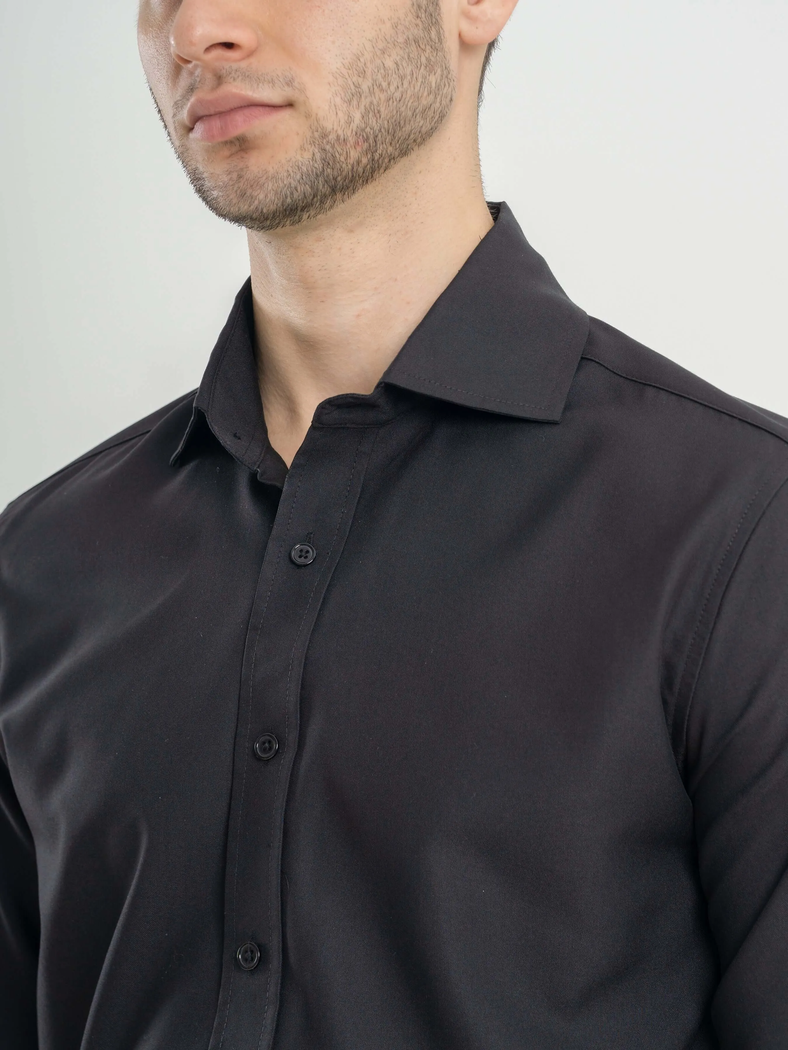 Formal Shirt - Black Windsor Collar (Aqua-Free)