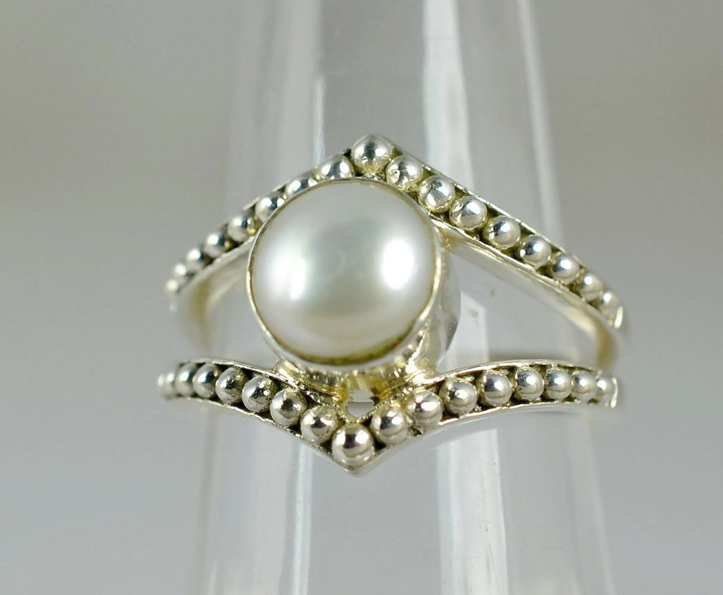 Freshwater Pearl 925 Solid Sterling Silver Handmade Ring Size 4-13 US