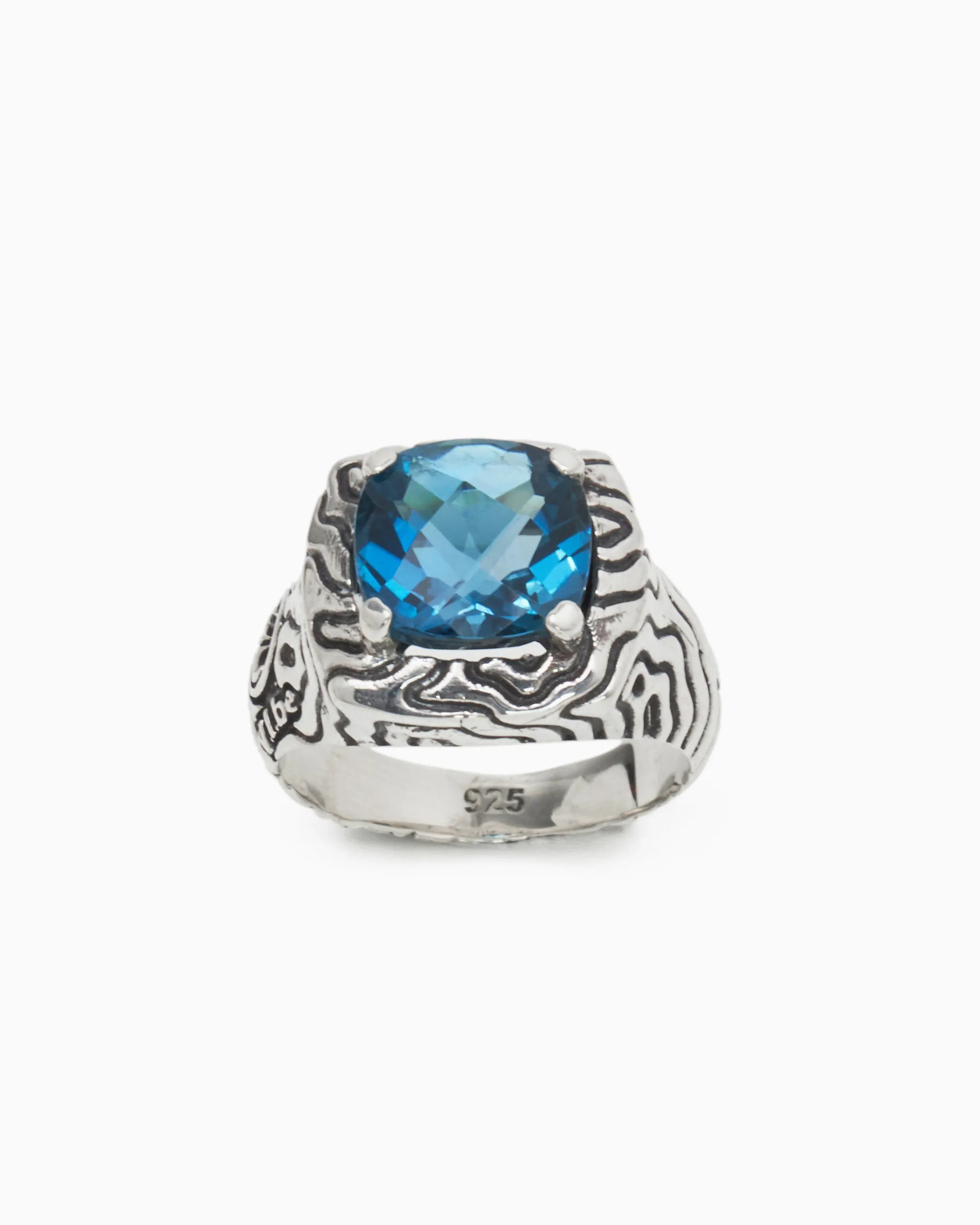 Gemstone Ring with Reef Texture - London Blue Topaz