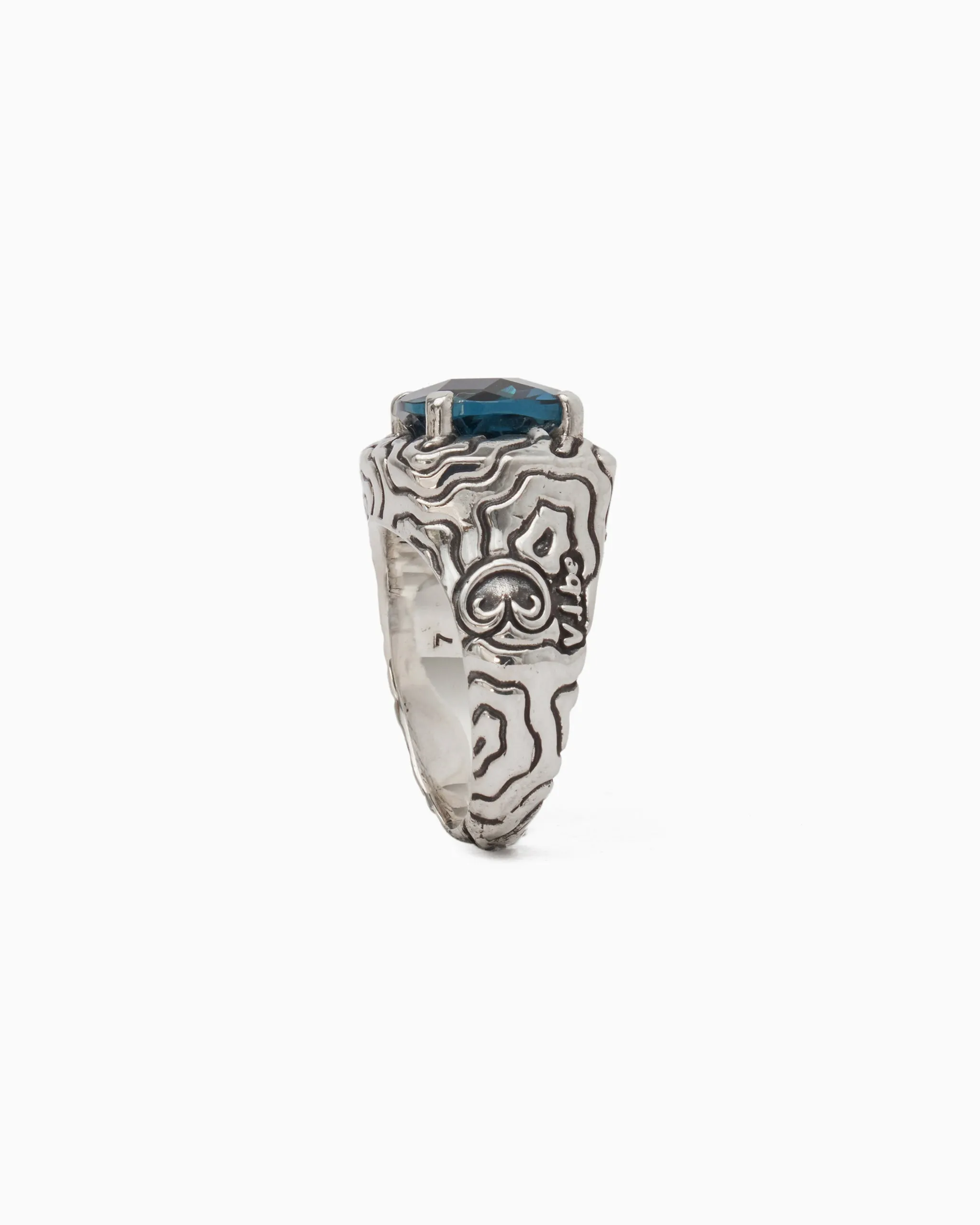 Gemstone Ring with Reef Texture - London Blue Topaz