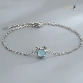 Glacier Crystal Cat Bracelet - Silver Plated - Adjustable