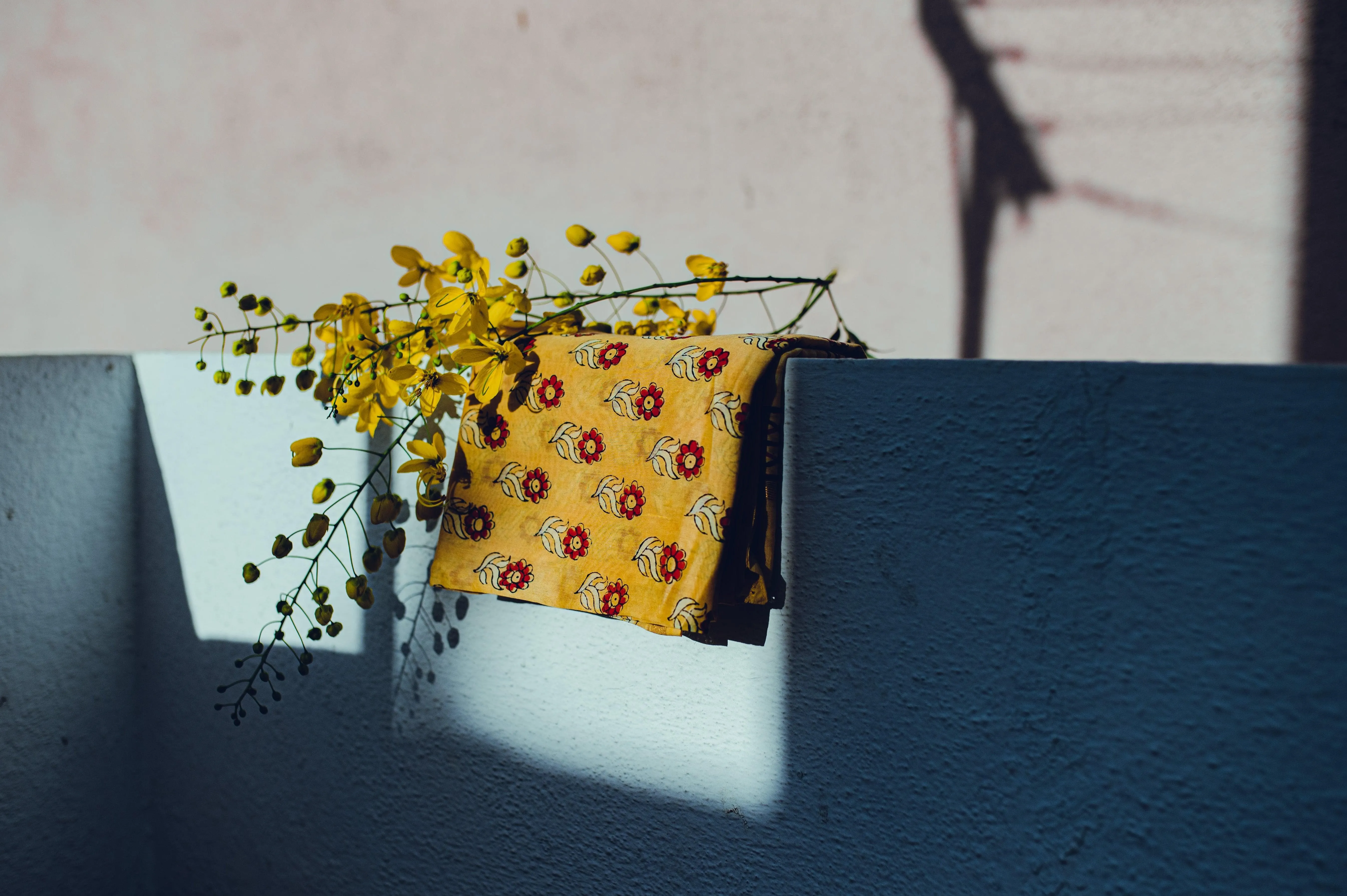 Kaisori Yellow Chanderi Dupatta - Floral