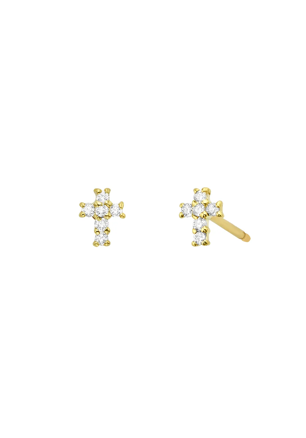 KC Designs 14KYG Diamond Mini Cross Stud Earrings