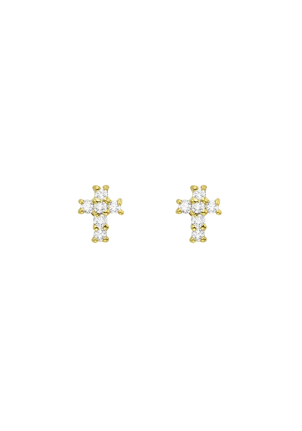 KC Designs 14KYG Diamond Mini Cross Stud Earrings