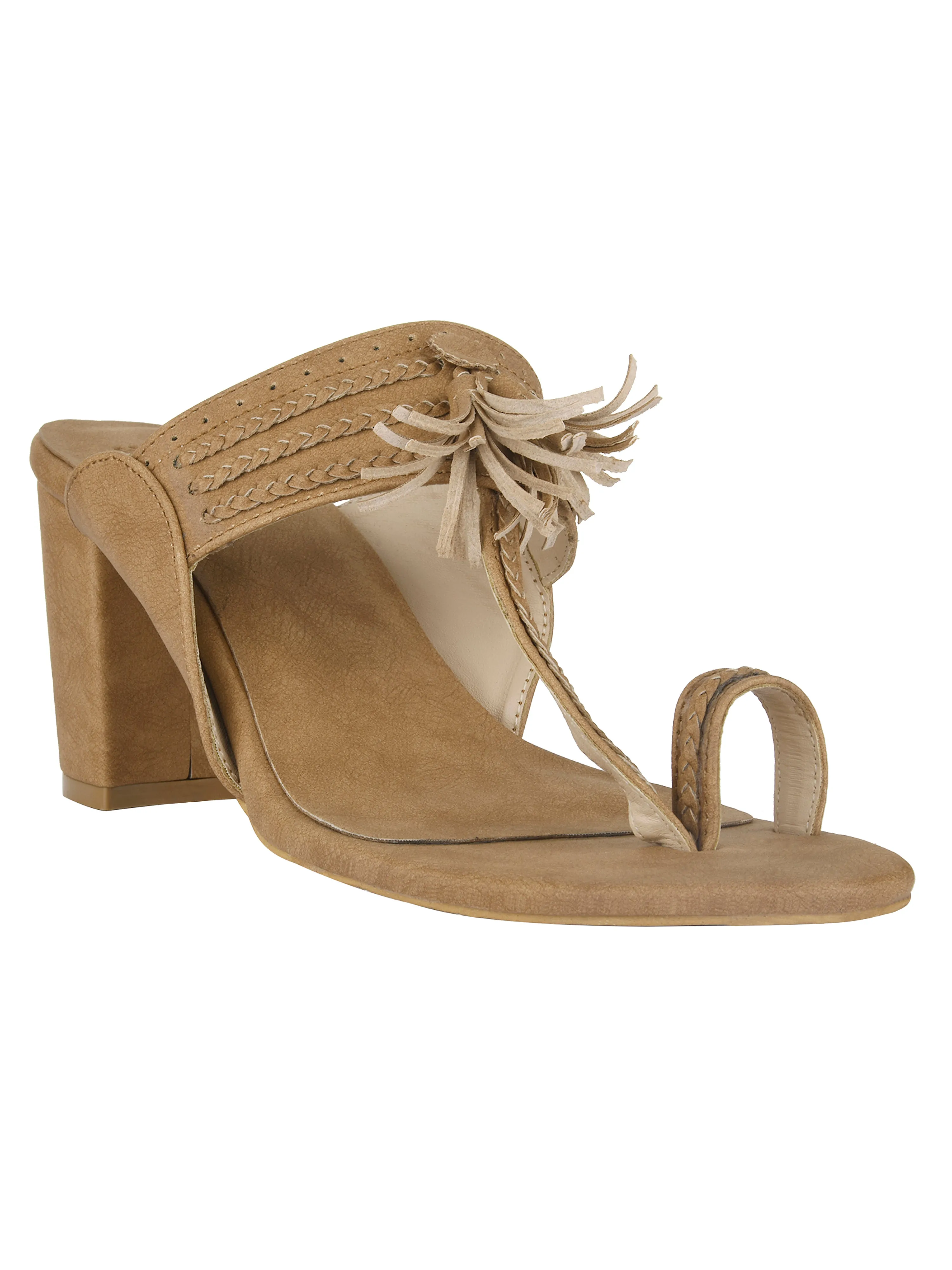 Kolhapuri Camel Brown Heel For Women