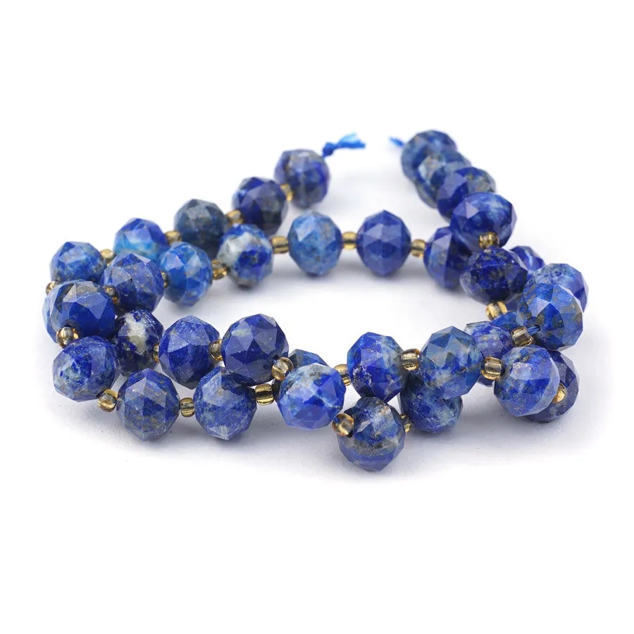 Lapis 8x10mm Tri Cut Faceted Rondelle - 15-16 Inch