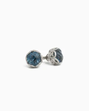 Large Princess Petroglyph Stone Studs - London Blue Topaz