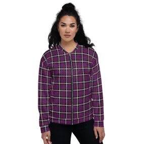 M Kemp Purple Plaid Unisex Bomber Jacket