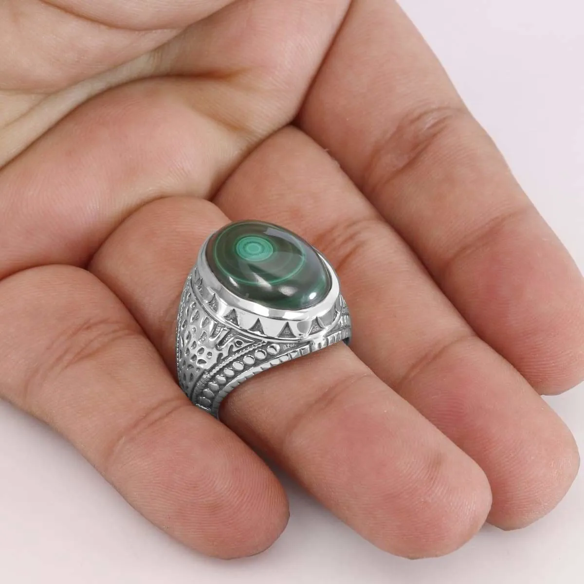 Malachite Ring Malachite Sterling Silver Ring Natural Malachite Gemstone 925 Sterling Silver Ring Handmade Ring Promise Silver Ring