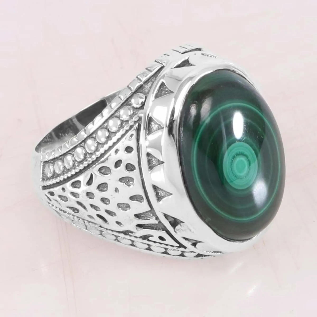 Malachite Ring Malachite Sterling Silver Ring Natural Malachite Gemstone 925 Sterling Silver Ring Handmade Ring Promise Silver Ring