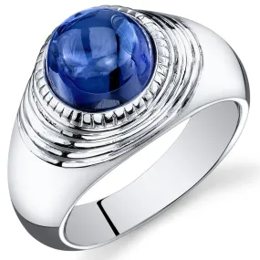 Mens 6.5 cts Sapphire Sterling Silver Ring Size 11