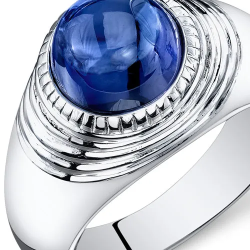 Mens 6.5 cts Sapphire Sterling Silver Ring Size 11