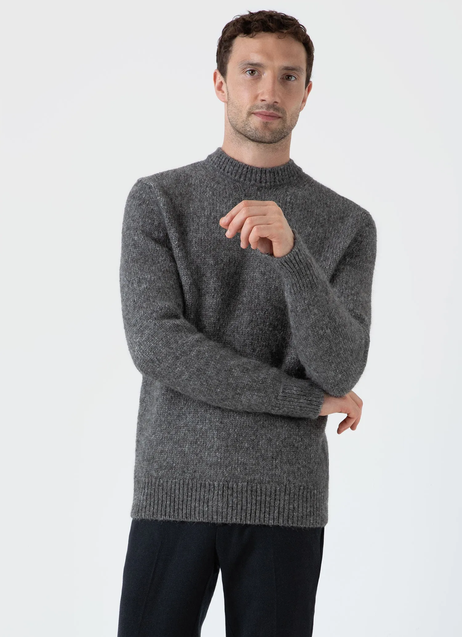 Men's Alpaca Wool Jumper in Charcoal Melange