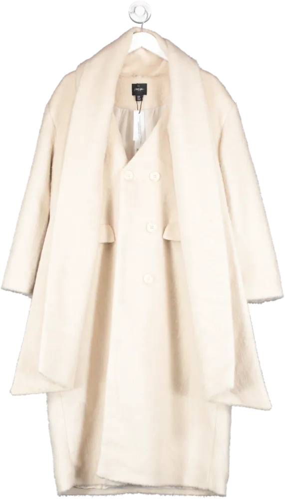 Nasty Gal Cream Premium Wool Blend Scarf Coat UK 10