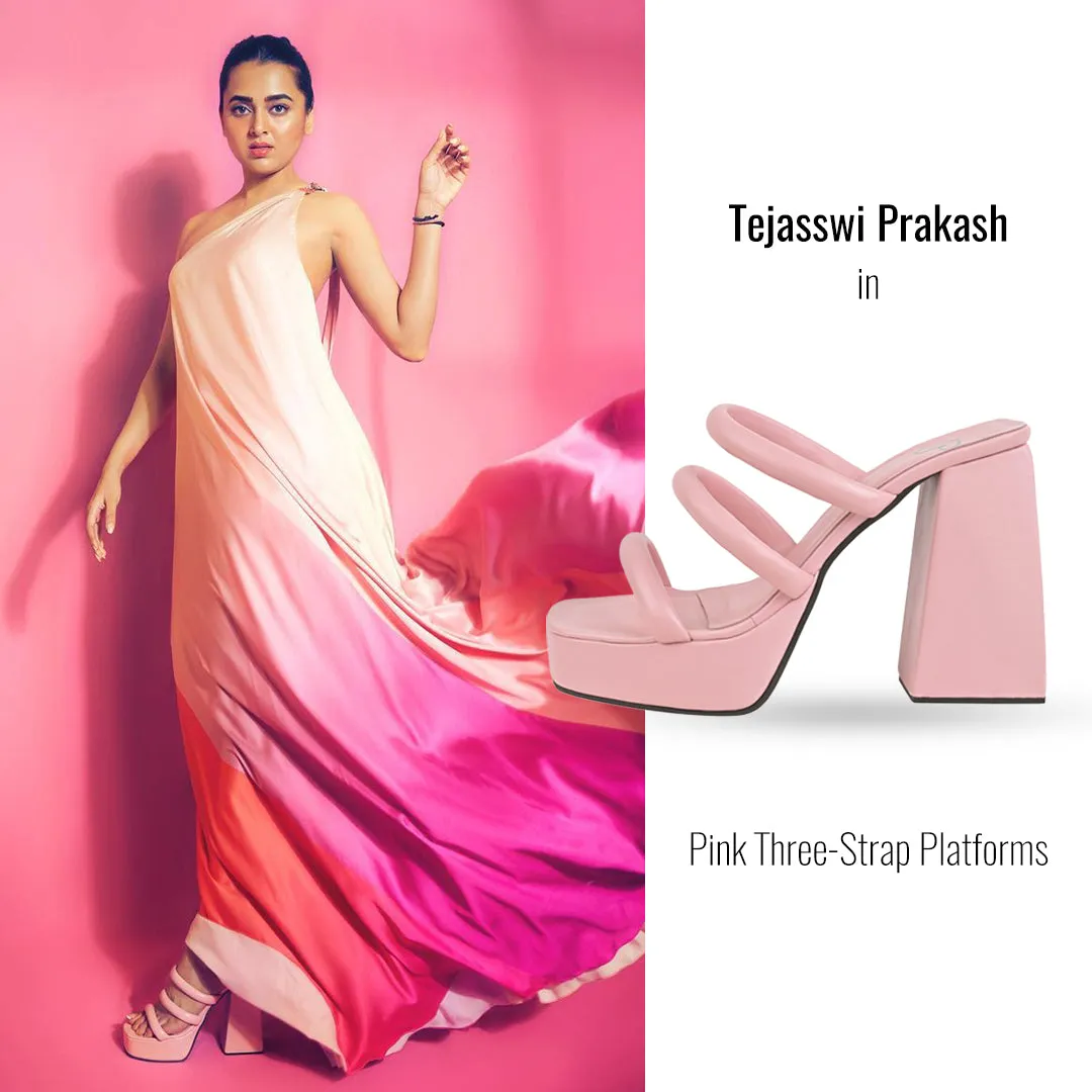 Pink Three Strap Platform For Women