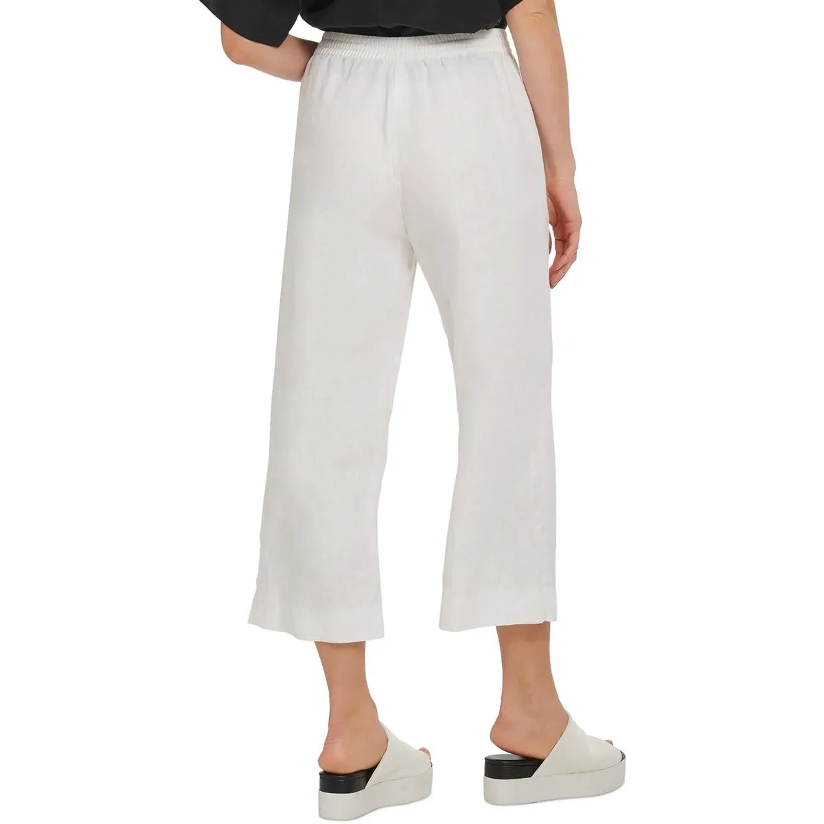 Pure DKNY Womens Linen Pull On Straight Leg Pants